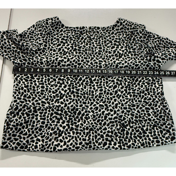 Talbots Dress 20W Knee Length Black White Animal Print Shift Back Zip Career - Picture 8 of 11